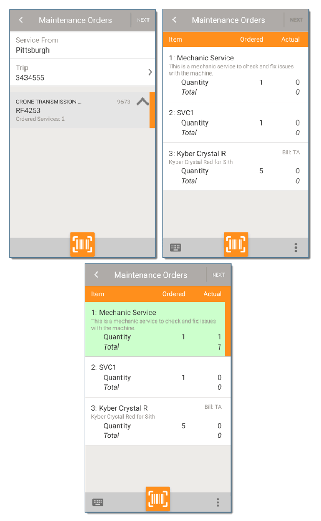 Maintenance Orders Actions