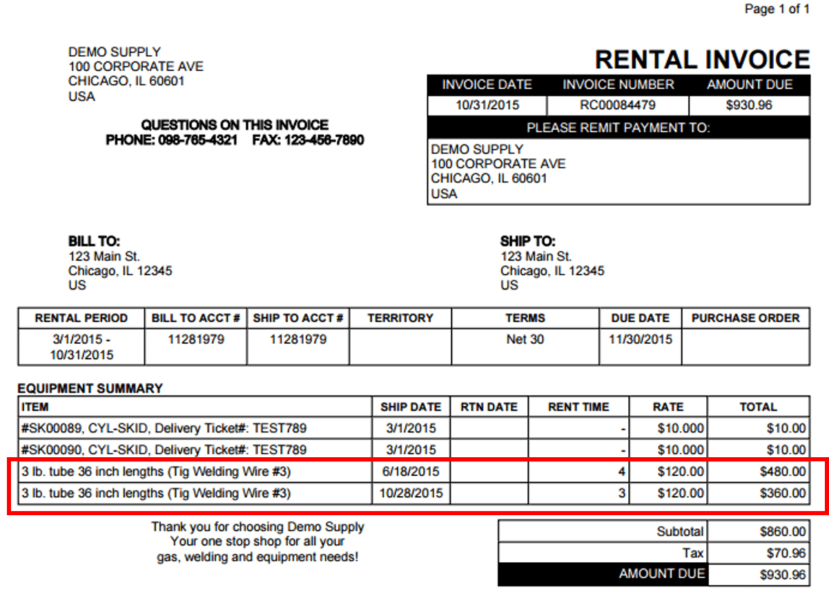 Hard Goods Invoice